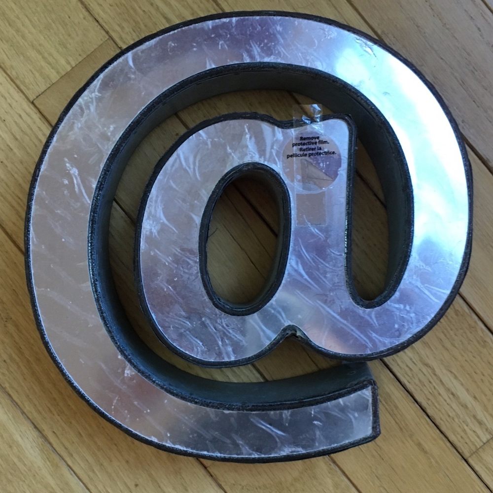 NWT - NEW wall hanging silver metal @ sign - Picture 1 of 6